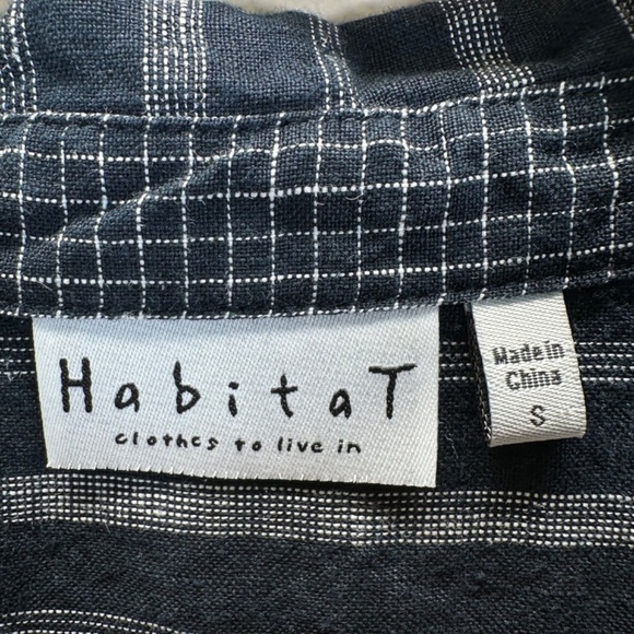 Habitat Tunic Top Women's Size S Linen Navy Striped Lagenlook Minimalist Boho - Picture 4 of 16